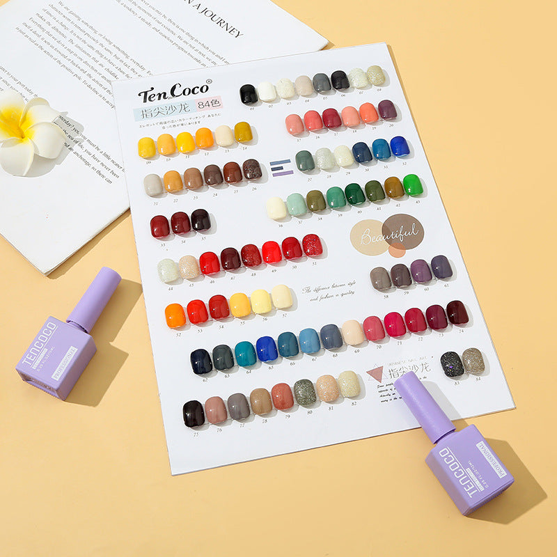 TENCOCO84 color 12ML nail salon a complete set of solid color sequins phototherapy nail polish nail polish glue color glue