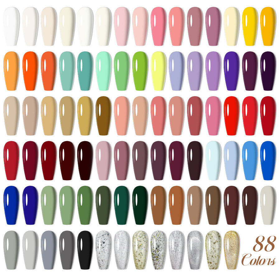 Upgraded nail salon special glue 88-color set of nail glue factory direct sales solid-color sequined nail polish color glue
