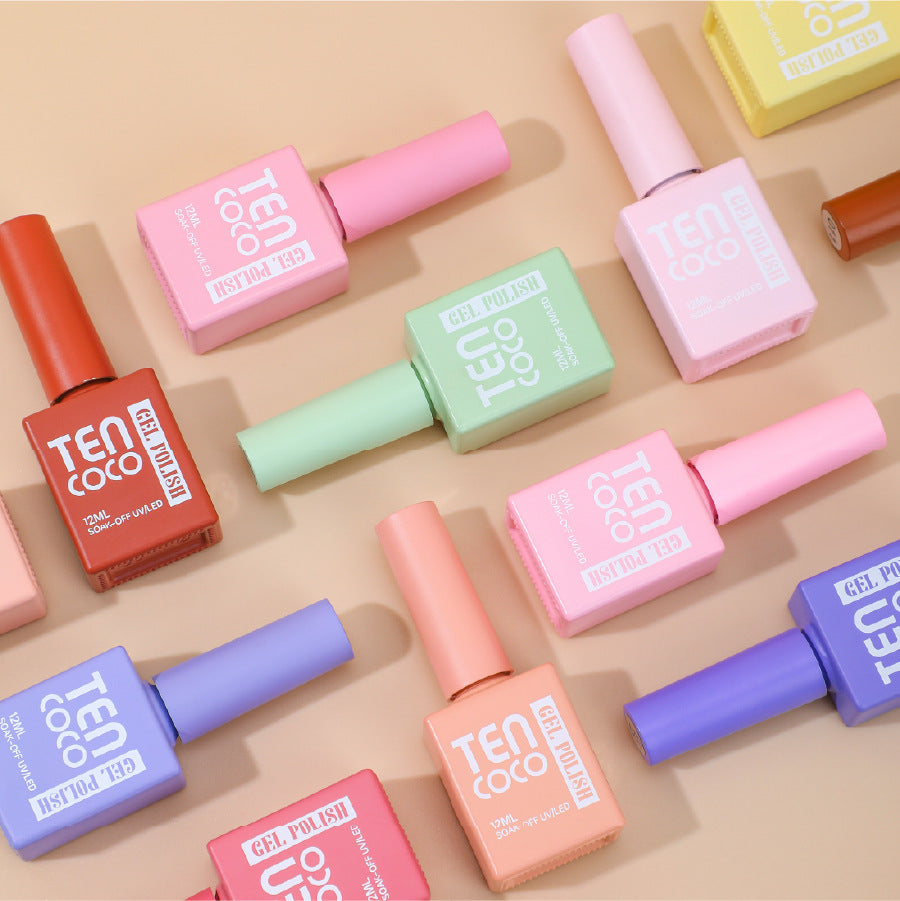 TENCOCO cross-border new product, a bottle of one-color phototherapy nail polish glue, and a 6-color nail polish glue set.