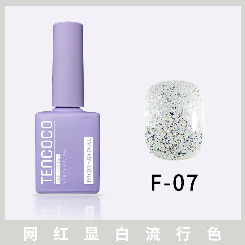 TENCOCO84 color 12ML nail salon a complete set of solid color sequins phototherapy nail polish nail polish glue color glue