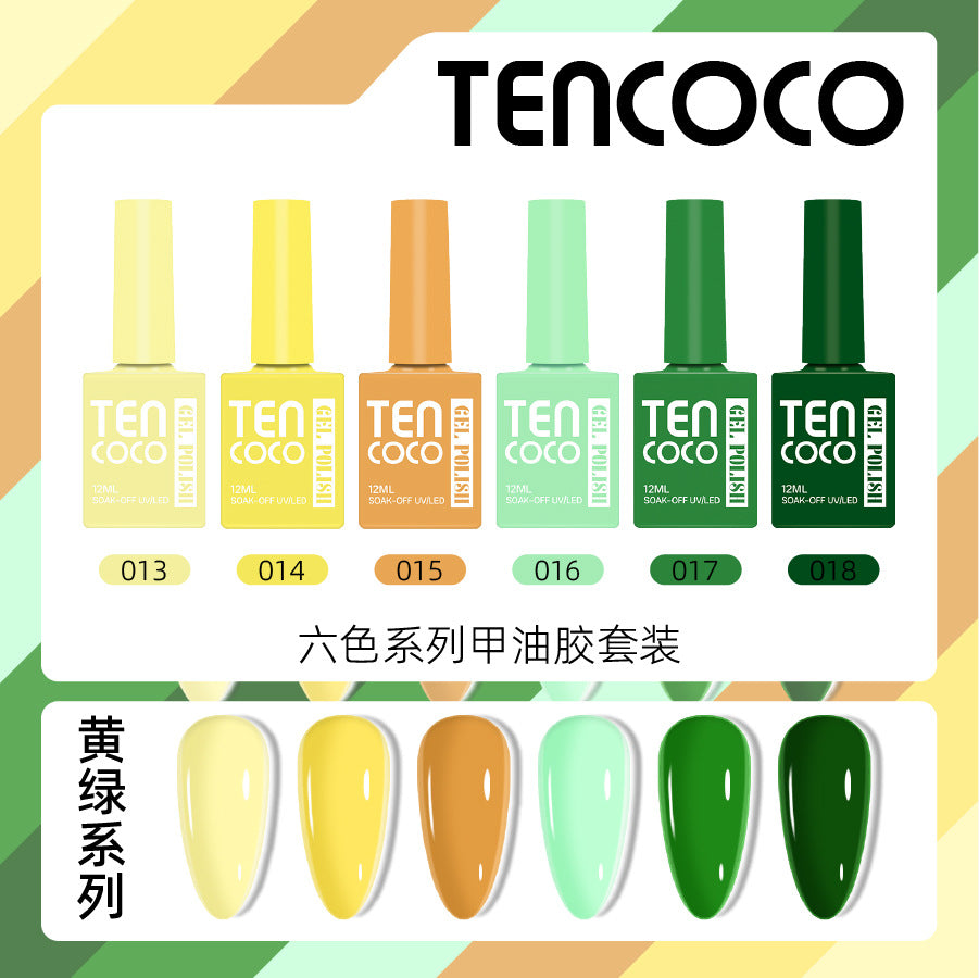 TENCOCO cross-border new product, a bottle of one-color phototherapy nail polish glue, and a 6-color nail polish glue set.