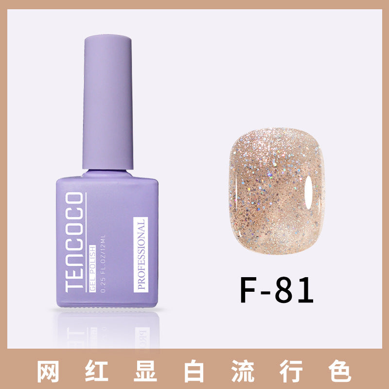 TENCOCO84 color 12ML nail salon a complete set of solid color sequins phototherapy nail polish nail polish glue color glue