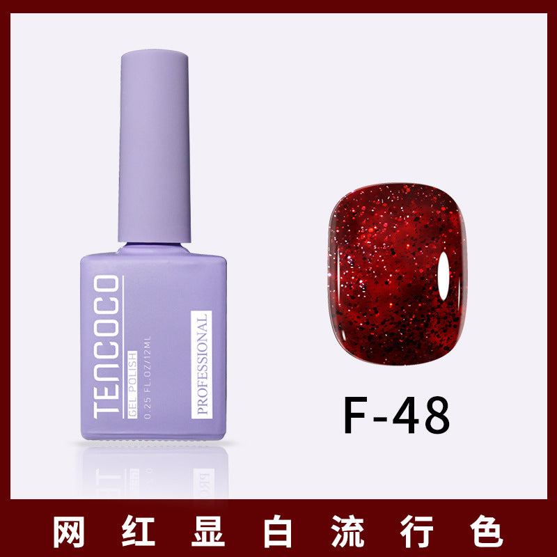 TENCOCO84 color 12ML nail salon a complete set of solid color sequins phototherapy nail polish nail polish glue color glue