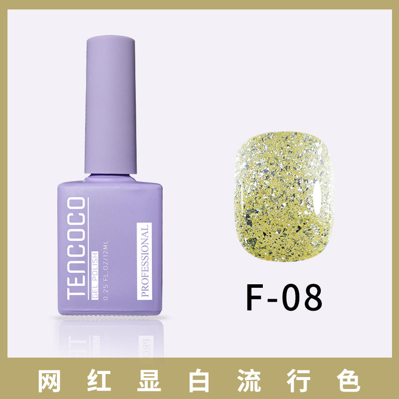 TENCOCO84 color 12ML nail salon a complete set of solid color sequins phototherapy nail polish nail polish glue color glue
