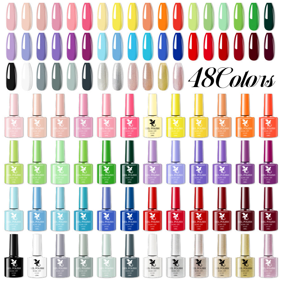 Cross-border popular 48-color UV phototherapy glue nail polish glue set nail color glue wholesale nail polish glue wholesale