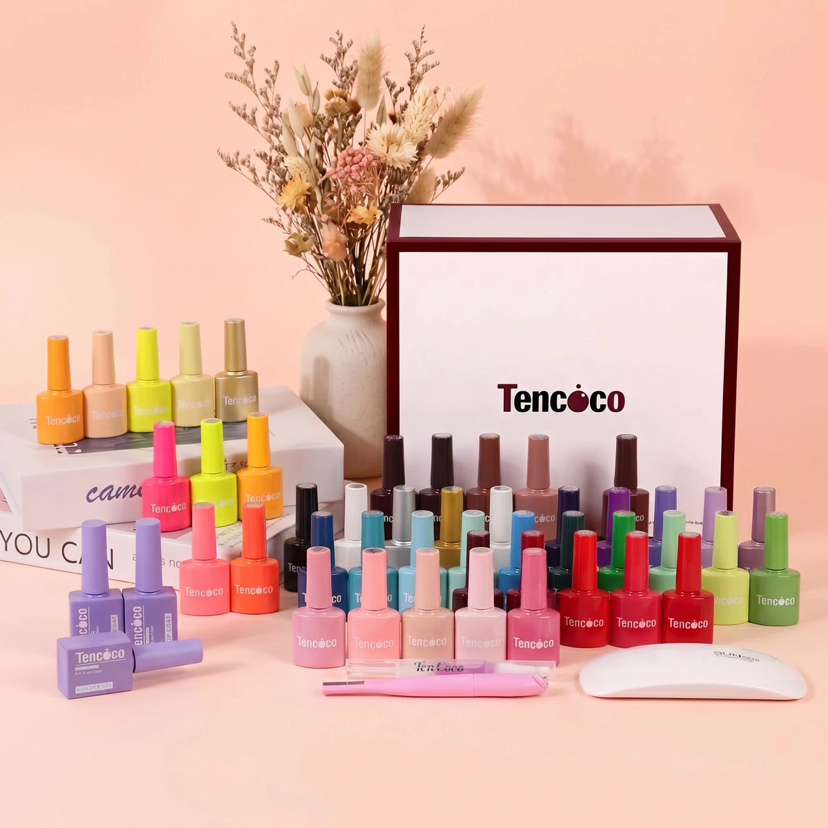 Tencoco 45-color gel nail polish set with gift box and manicure accessories