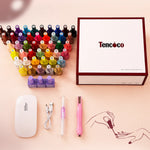 Tencoco gel polish kit with 45 colors, mini UV lamp, magnet, and nail tools