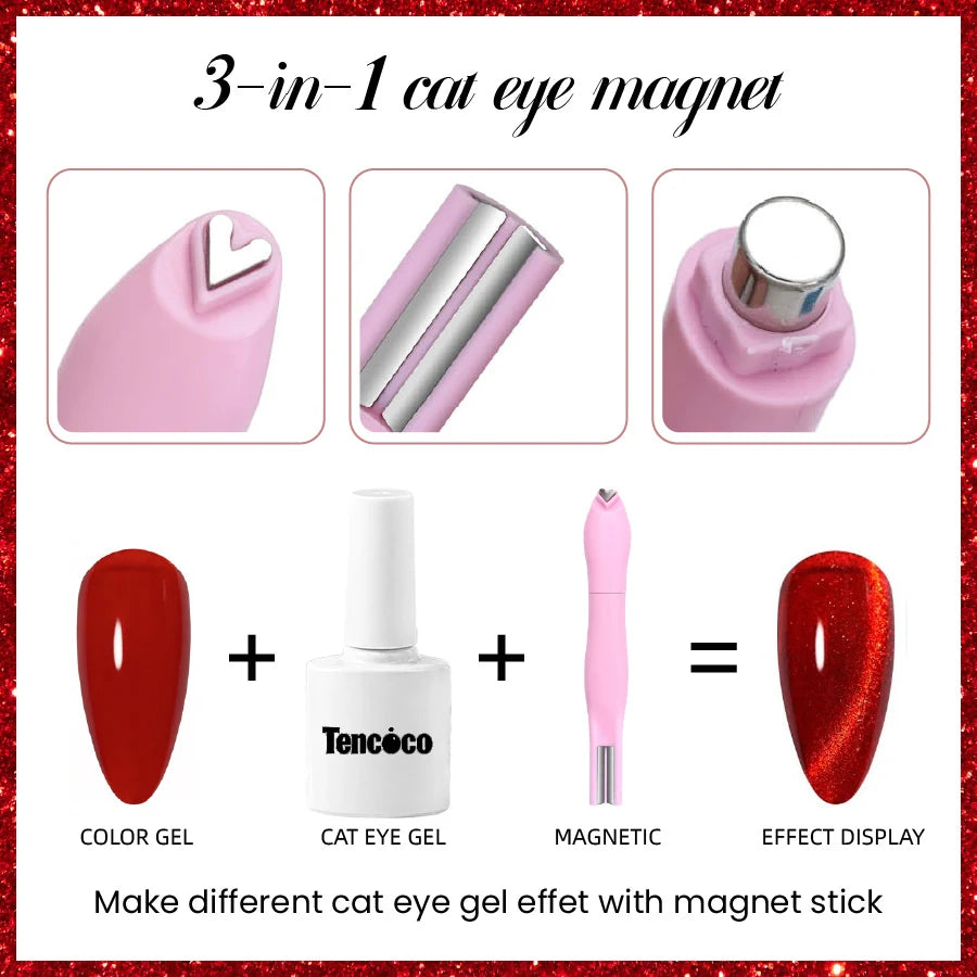 Three-in-one cat-eye magnet shapes and effect guide for gel nail polish