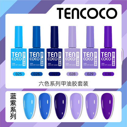 TENCOCO cross-border new product, a bottle of one-color phototherapy nail polish glue, and a 6-color nail polish glue set.