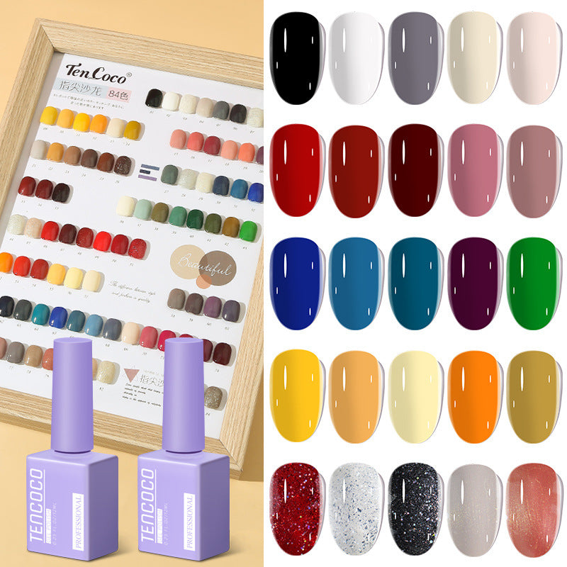 TENCOCO84 color 12ML nail salon a complete set of solid color sequins phototherapy nail polish nail polish glue color glue