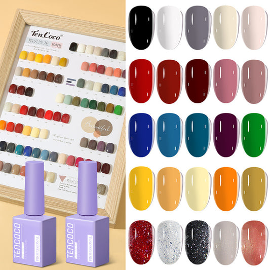TENCOCO84 color 12ML nail salon a complete set of solid color sequins phototherapy nail polish nail polish glue color glue