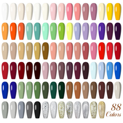 Upgraded nail salon special glue 88-color set of nail glue factory direct sales solid-color sequined nail polish color glue