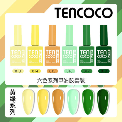 TENCOCO cross-border new product, a bottle of one-color phototherapy nail polish glue, and a 6-color nail polish glue set.