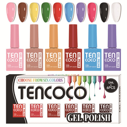 TENCOCO cross-border new product, a bottle of one-color phototherapy nail polish glue, and a 6-color nail polish glue set.