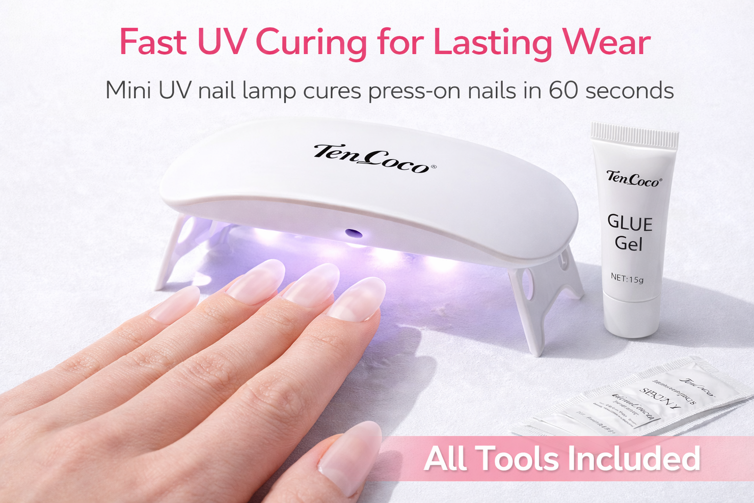 Tencoco almond nail tips kit for at-home press-on manicures