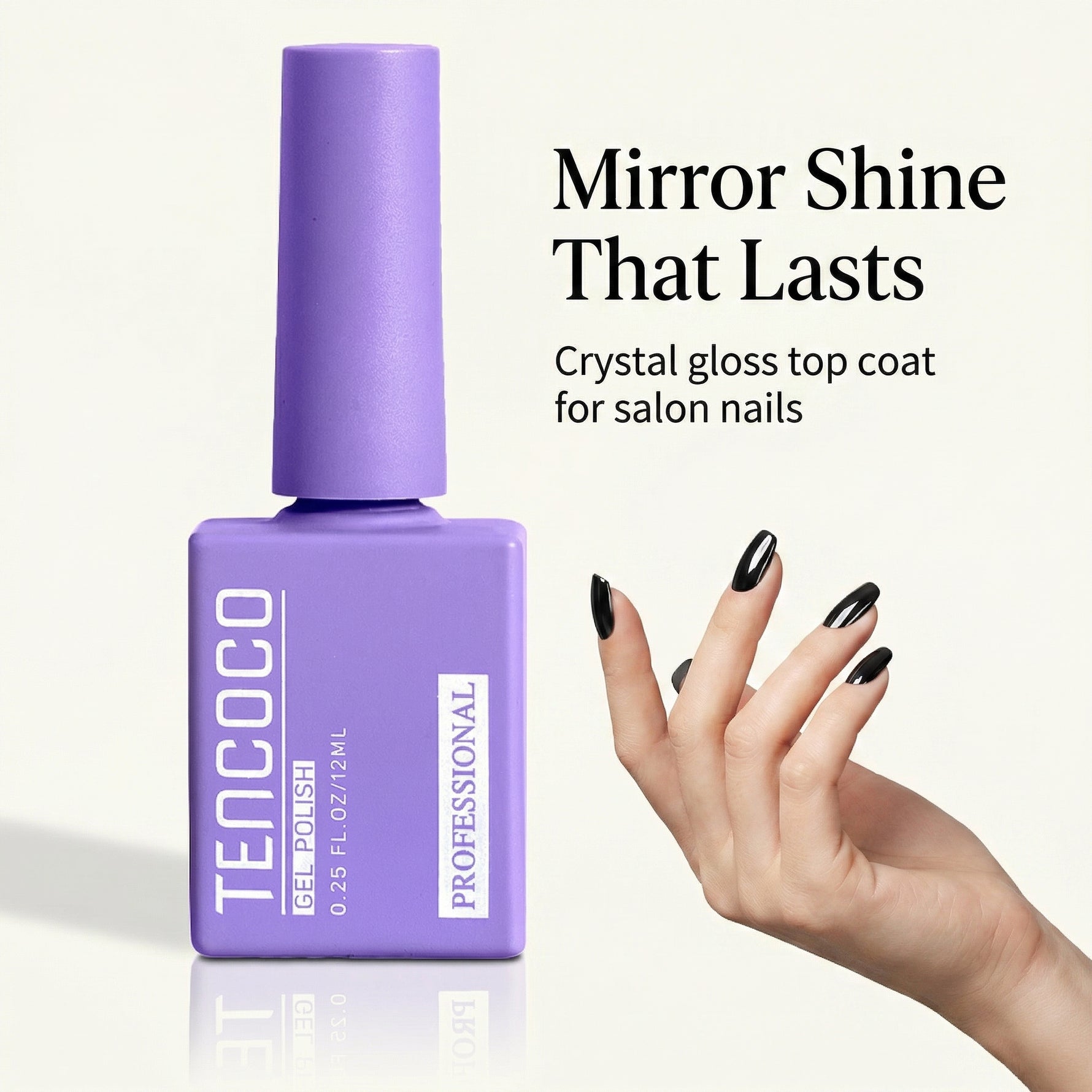 Tencoco no wipe glossy top coat for gel nail polish