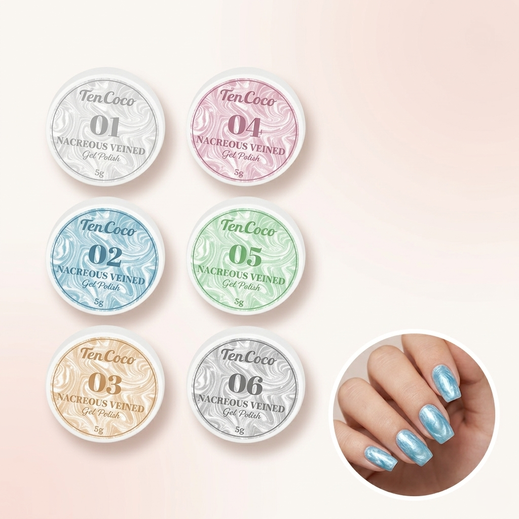 Tencoco pearl veined gel kit for 3D marble nail art