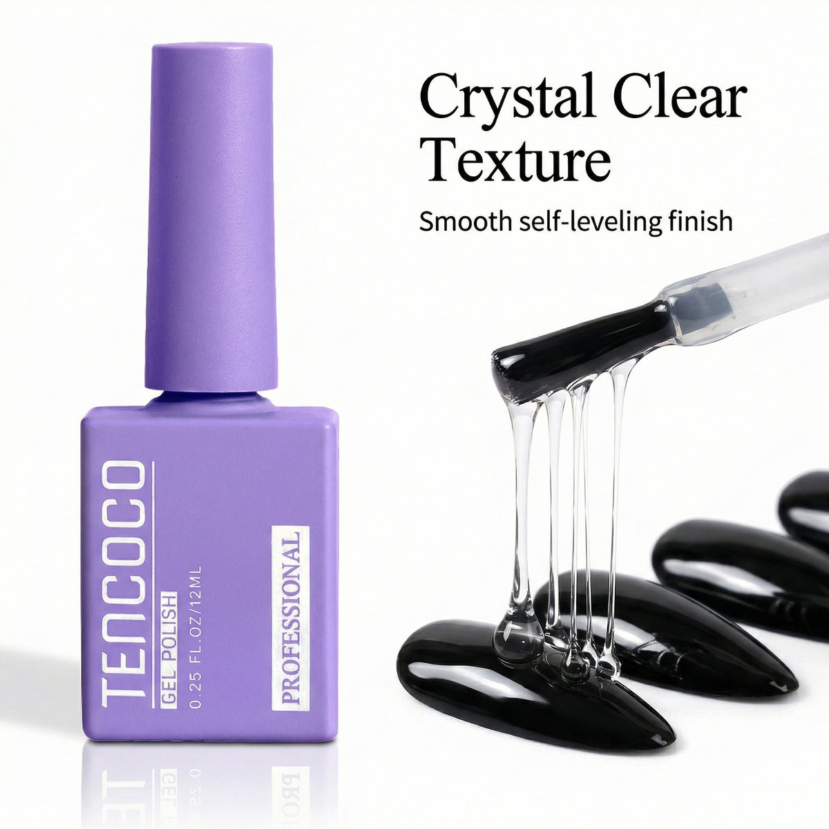 Tencoco purple bottle top coat for high-shine gel manicures