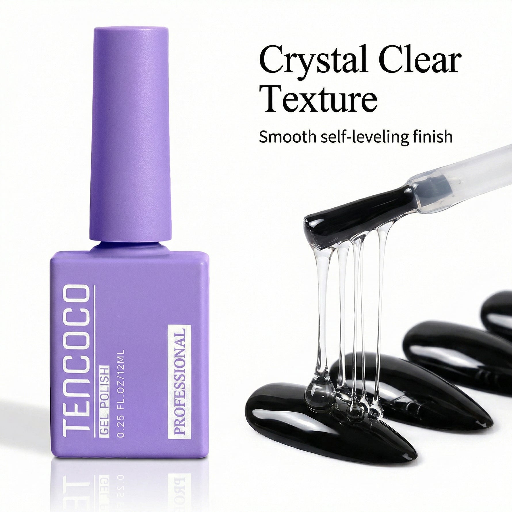 Tencoco purple bottle top coat for high-shine gel manicures