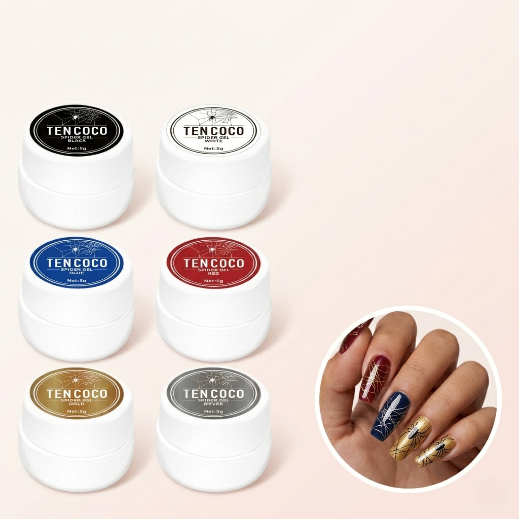 Tencoco spider gel nail art kit with liner brush and dotting pen