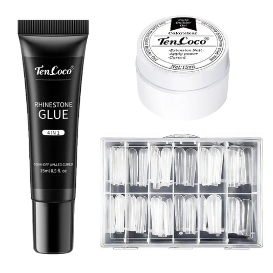 Tencoco 4-in-1 Rhine Stone Glue & Extension Gel Nail Gel Set