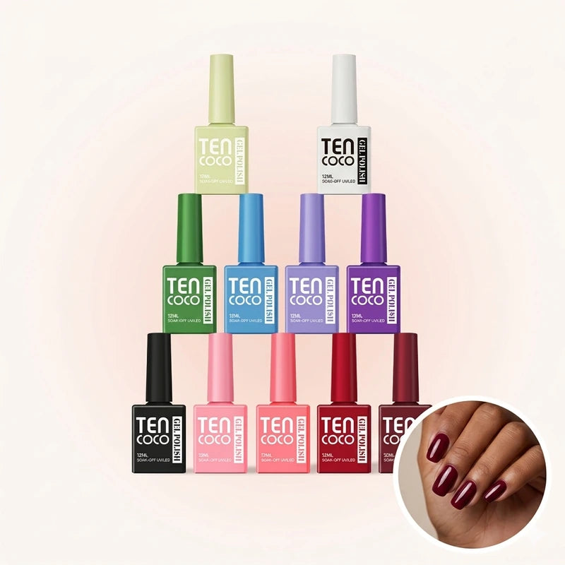 Gel Nail Kit – 12 Colors 12ml with Crystal Cat Eye for DIY Nails