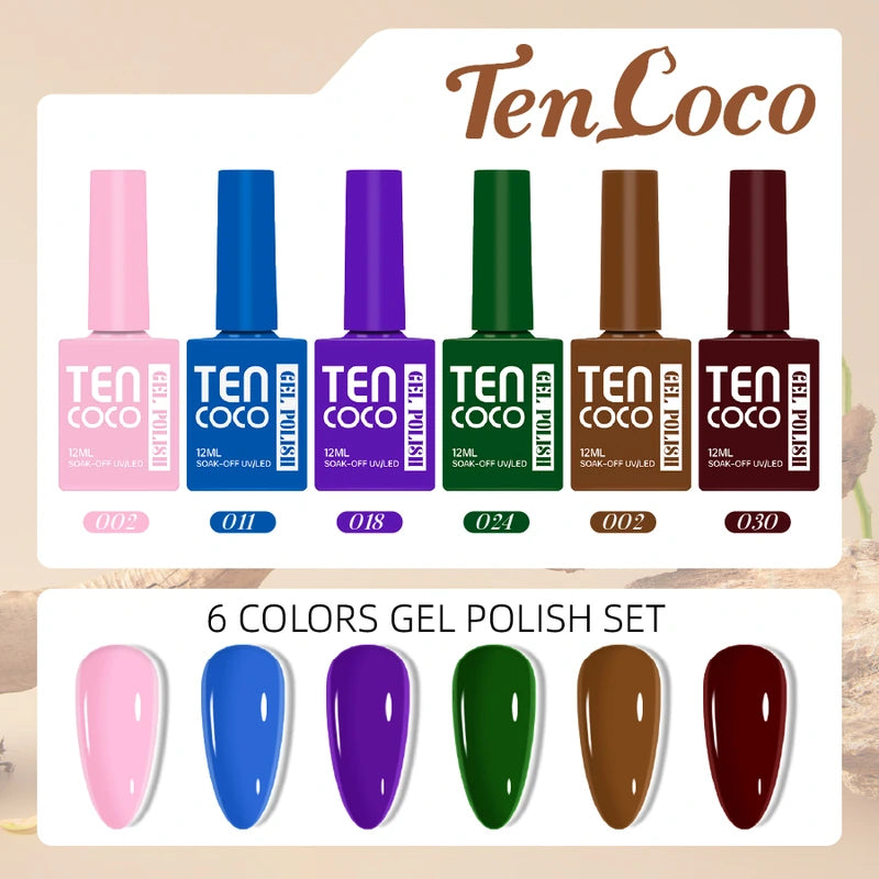 Gel Nail Polish Set – 6 Trending  Colors 12ml Glossy Kit for At-Home Nails