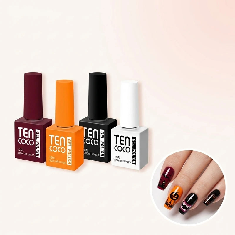 Press On Nails Kit – Halloween Set with UV Lamp & Nail Glue for At-Home Use